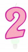 Świeczka urodzinowa 2 różowa na tort urodziny