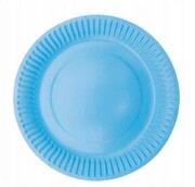 12 kompletów po 6szt ( 2,15zł netto / 2,65 brutto -1 kpl 6szt.) TALERZYKI papierowe niebieskie 6szt 18cm urodziny