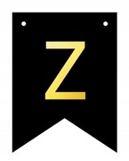 Baner czarno-złoty DIY czarny ze złotą literą flagi 12 x 16 cm litera Z
