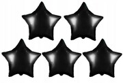 BALON foliowy czarne gwiazdy gwiazdki 5 szt 25 cm