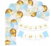 Zestaw balonów na roczek chłopiec 1 urodziny imię