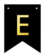 Baner czarno-złoty DIY czarny ze złotą literą flagi 12 x 16 cm litera E