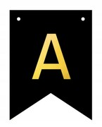 Baner czarno-złoty DIY czarny ze złotą literą flagi 12 x 16 cm litera A