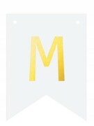 Baner DIY biały ze złotą literą flagi literka M