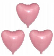 BALON foliowy różowy serca serduszka 3szt 25 cm