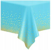 Obrus plamoodporny foliowy 137x274 niebieski groch