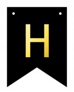 Baner czarno-złoty DIY czarny ze złotą literą flagi 12 x 16 cm litera H