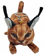 Pluszowy brelok maskotka do kluczy plecaka breloczek kot ryś beżowy brązowy