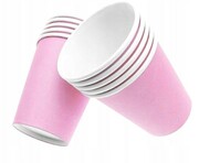 12 kompletów po 6szt ( 2,15zł netto / 2,65 brutto -1 kpl 6szt.) Kubki kubek papierowy 250ml 6 szt różowy roczek