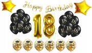 ZESTAW BALONY 18 URODZINY osiemnastka złoto czarne
