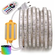 TAŚMA LED RGB 230V ZESTAW 25m WODOODPORNA PILOT