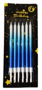 Długie świeczki niebieskie urodziny na tort 6 szt
