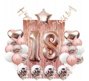 ZESTAW balonów 18 urodziny osiemnastka rose gold