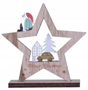 Stroik drewniany GWIAZDA merry christmas święta