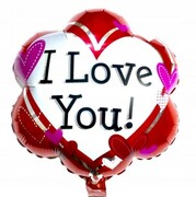 BALON foliowy kwiatek I love You walentynki serca