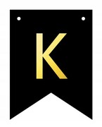 Baner czarno-złoty DIY czarny ze złotą literą flagi 12 x 16 cm litera K