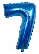 BALON foliowy cyfra siedem niebieski urodziny 40cm