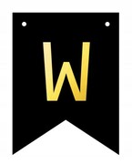 Baner czarno-złoty DIY czarny ze złotą literą flagi 12 x 16 cm litera W