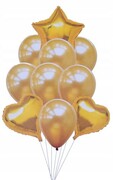 Zestaw bukiet balony złote duże serca gwiazda hit