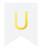 Baner DIY biały ze złotą literą flagi literka U