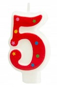 Świeczka urodzinowa 5 pięć na tort urodziny czer