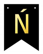 Baner czarno-złoty DIY czarny ze złotą literą flagi 12 x 16 cm litera Ń