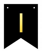 Baner czarno-złoty DIY czarny ze złotą literą flagi 12 x 16 cm litera I