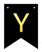 Baner czarno-złoty DIY czarny ze złotą literą flagi 12 x 16 cm litera Y