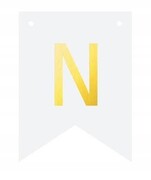 Baner DIY biały ze złotą literą flagi literka N