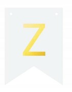 Baner DIY biały ze złotą literą flagi literka Z