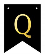 Baner czarno-złoty DIY czarny ze złotą literą flagi 12 x 16 cm litera Q