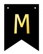 Baner czarno-złoty DIY czarny ze złotą literą flagi 12 x 16 cm litera M