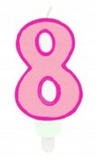 Świeczka urodzinowa 8 różowa na tort urodziny