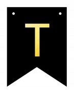 Baner czarno-złoty DIY czarny ze złotą literą flagi 12 x 16 cm litera T