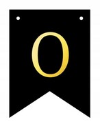 Baner czarno-złoty DIY czarny ze złotą literą flagi 12 x 16 cm litera O