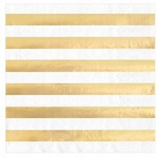 Papierowe serwetki urodziny 10 szt paski złote