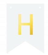 Baner DIY biały ze złotą literą flagi literka H
