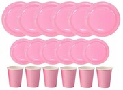 Zestaw urodzinowy kubki talerzyki 18 cm 23 cm róż