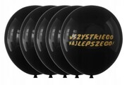 Balony lateksowe czarne złote wszystkiego najlepszego 30 cm zestaw 5 szt.