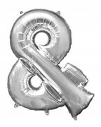 BALON foliowy srebrny znak END & urodziny 40cm