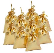 Świąteczne woreczki torebki złote na biżuterię prezentowe 7x9 cm 10 szt.