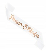 Szarfa na Wieczór Panieński biała Panna Młoda rose