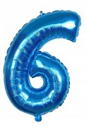 BALON foliowy cyfra sześć niebieski urodziny 40cm