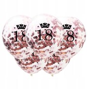 Zestaw balonów 18 urodziny konfetti rose GOLD 3szt