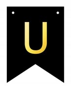 Baner czarno-złoty DIY czarny ze złotą literą flagi 12 x 16 cm litera U