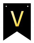 Baner czarno-złoty DIY czarny ze złotą literą flagi 12 x 16 cm litera V