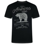 Koszulka Męska T-shirt z Nadrukiem 'YELLOWSTONE' Czarna KAM Duże Rozmiary