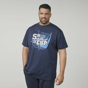 Duża Koszulka Męska - T-shirt z Nadrukiem Granatowy NORTH LATITUDE