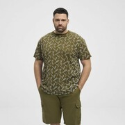 Duży T-shirt Męski Koszulka Wzorzysta Khaki 51131 NORTH