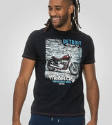 T-shirt Męski z Motocyklem Granatowy dla Wysokich TALL KNOWLE-D555